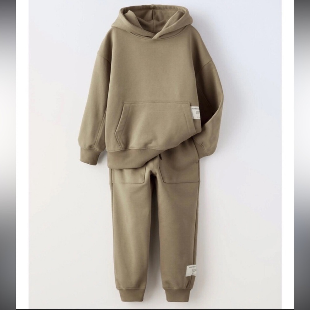 Zara Kids Tan Hoodie & Jogger Set
